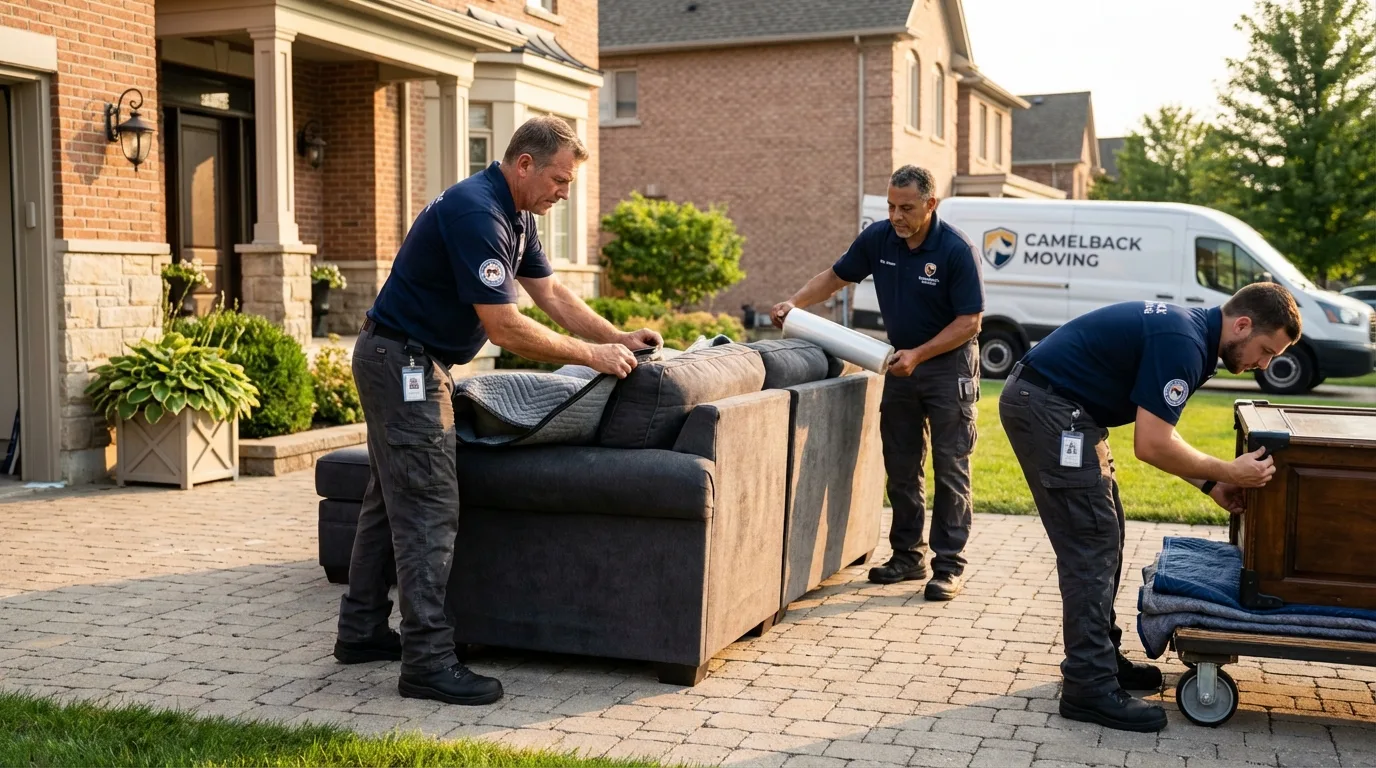Large estate moving crew wrapping furniture in Heyburn, ID