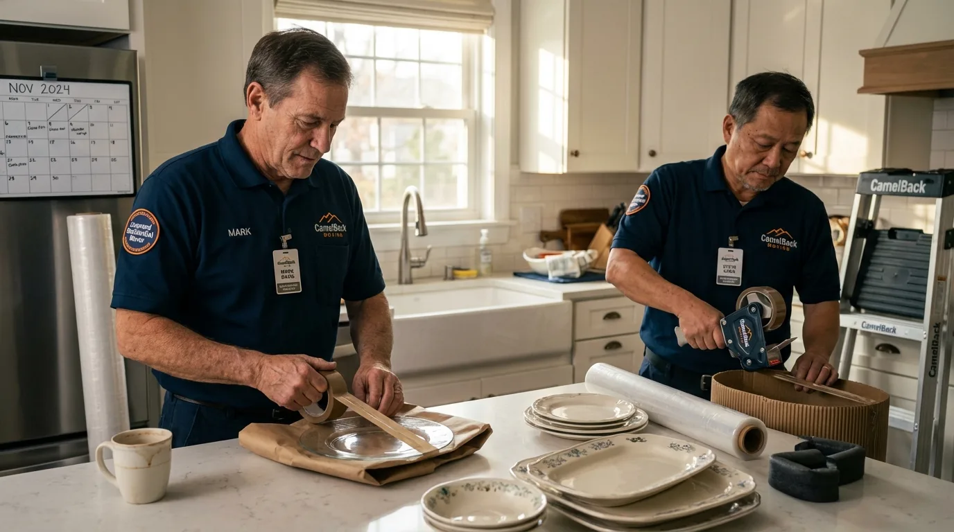 Professional crew packing kitchen dishware in Heyburn, ID